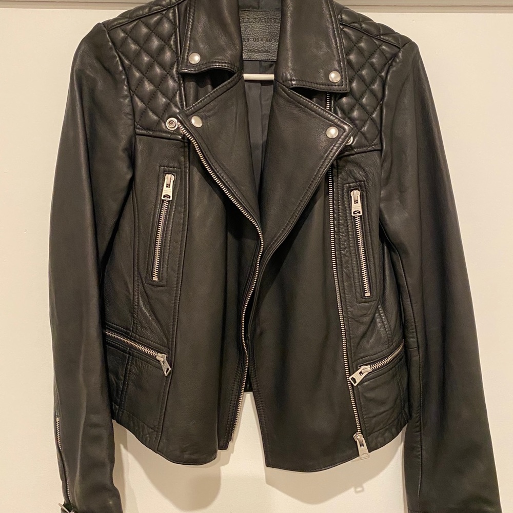 AllSaints cargo leather biker jacket
